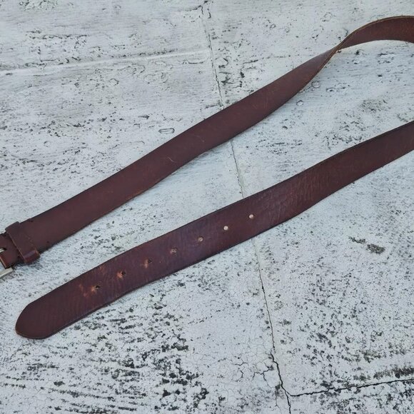 Aeropostale Men Leather Belt Brown Genuine Cowhide Leather Pin Buckle Size L - Picture 9 of 12